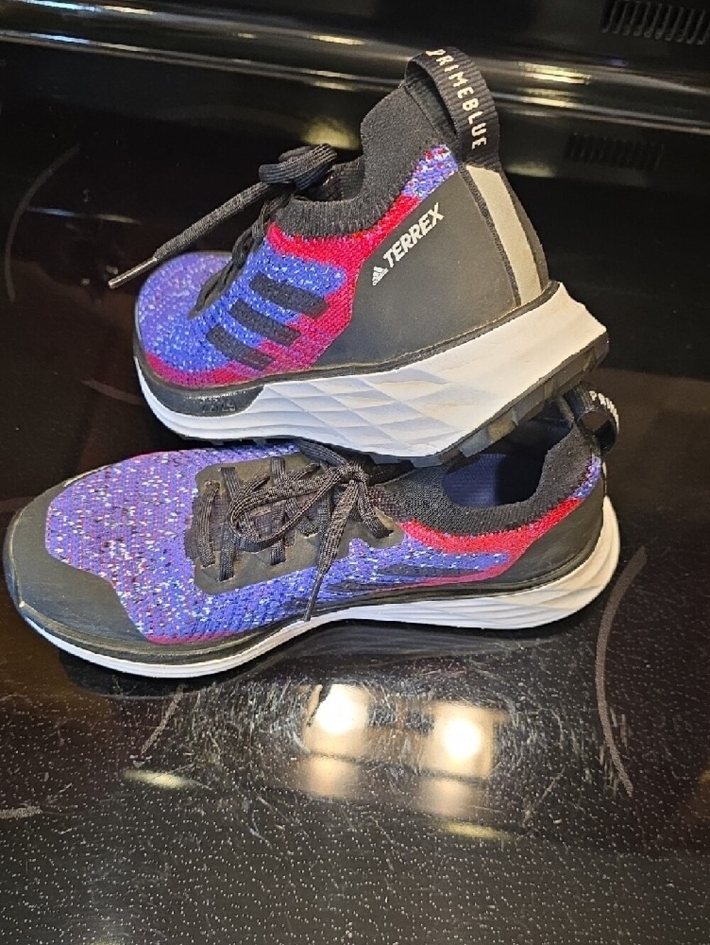 adidas Terrex Primeblue Knit Athletic Shoes in Black, Red, Blue - Picture 5 of 8